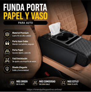 Funda Porta Papel y Vaso para Auto